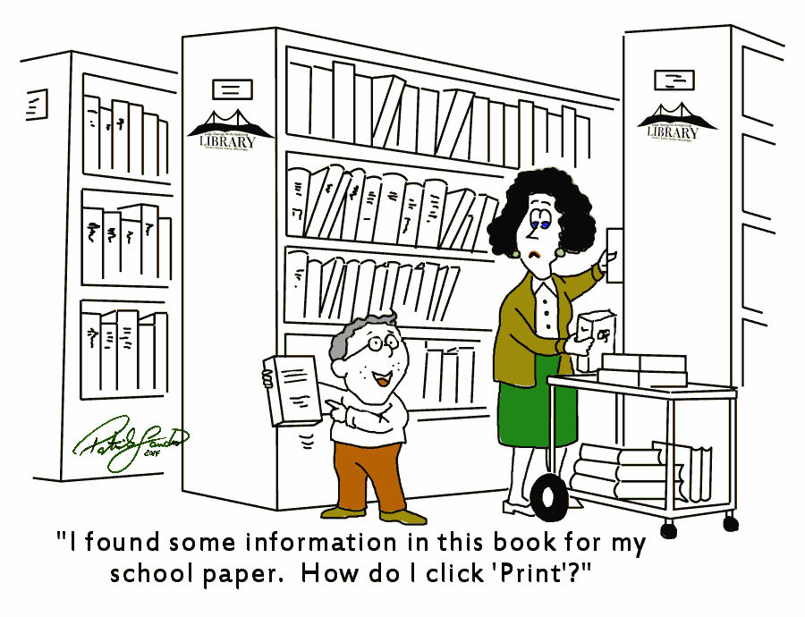 Where's the print button?  Found this original artwork by Dave Carpenter.  I redrew this cartoon using the original as inspiration.